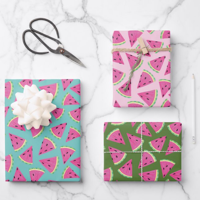 Watermelon Fruit pattern Wrapping Paper Sheets (Front)