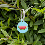Watermelon Fruit Slice On Blue With Dog's Info Pet Tag<br><div class="desc">Destei's cartoon illustration of a delicious looking watermelon fruit on a blue background color. On the back there are personalizable text areas for pet's name and for owner's phone number.</div>