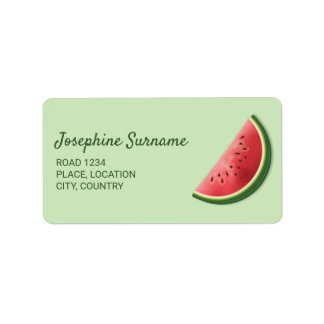 Watermelon Fruit Slice On Green With Custom Text Label
