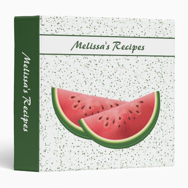 Watermelon Fruit Slices And Green Details Recipes 3 Ring Binder (Front/Spine)