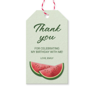 Watermelon Fruit Slices Custom Birthday Thank You Gift Tags