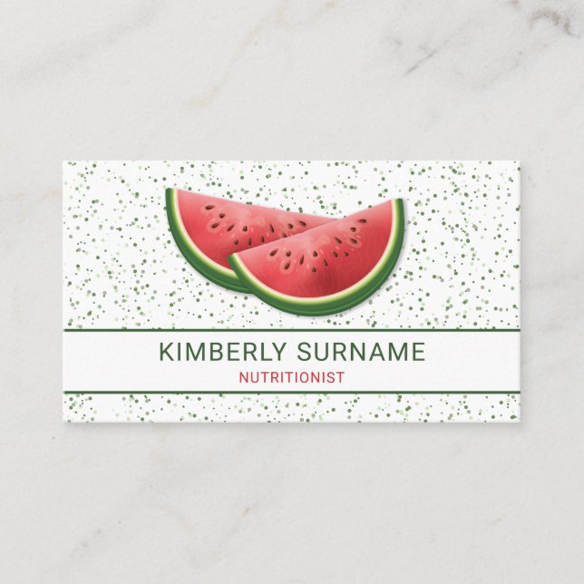 Watermelon Fruit Slices Nutritionist Dietician Business Card (Front)