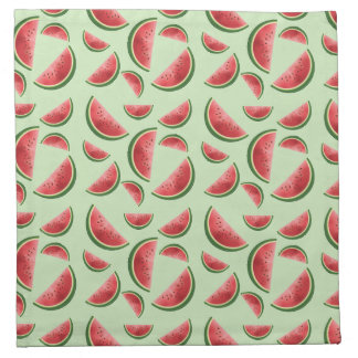 Watermelon Fruit Slices On Light Green Background Cloth Napkin