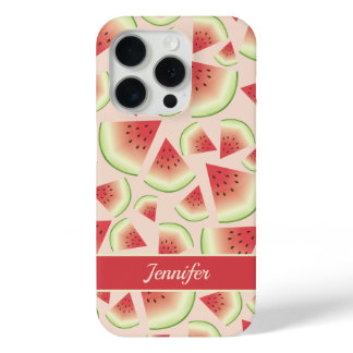 Watermelon Fruit Slices Pattern &  Custom Name iPhone 15 Pro Case