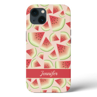 Watermelon Fruit Slices Pattern &  Custom Name iPhone 13 Case