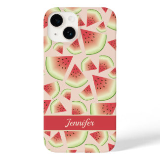 Watermelon Fruit Slices Pattern &  Custom Name Case-Mate iPhone 14 Case