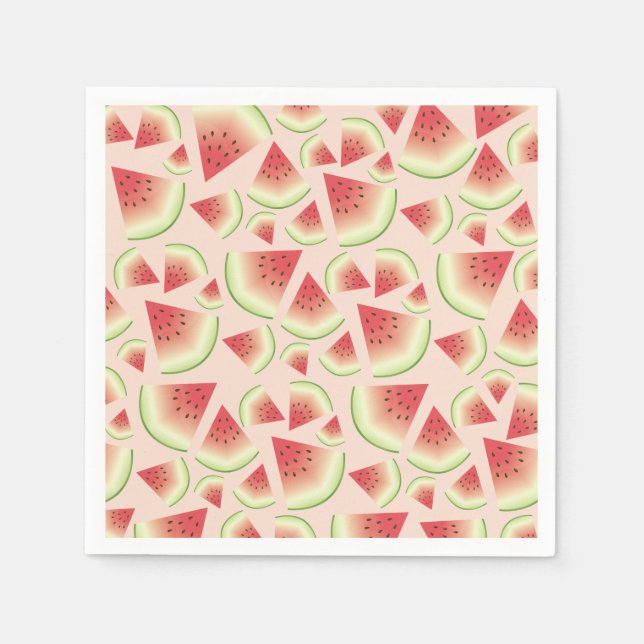 Watermelon Fruit Slices Pattern Napkins (Front)