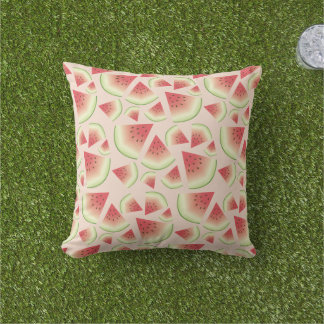 Watermelon Fruit Slices Pattern Outdoor Pillow