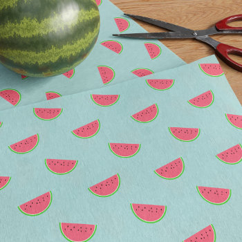 Watermelon Fruit Slices Pattern Summer Fun Teal Tissue Paper by watermelontree at Zazzle