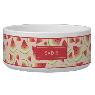 Watermelon Fruit Slices Pattern With Custom Name Bowl
