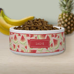 Watermelon Fruit Slices Pattern With Custom Name Bowl<br><div class="desc">Destei's cartoon illustration of a triangle shaped watermelon fruit slice as a pattern. There is also a personalizable text area for a name.</div>