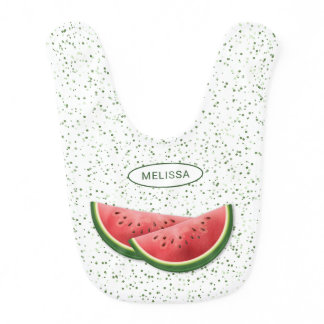 Watermelon Fruit Slices With Custom Name Baby Bib