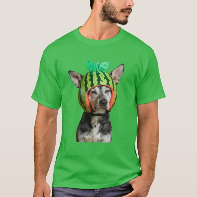 Watermelon Funny Chilling Dog  T-Shirt (Front)