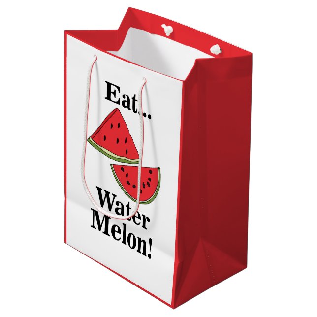 Watermelon Funny Tropical Summer Fruit Medium Gift Bag (Front Angled)