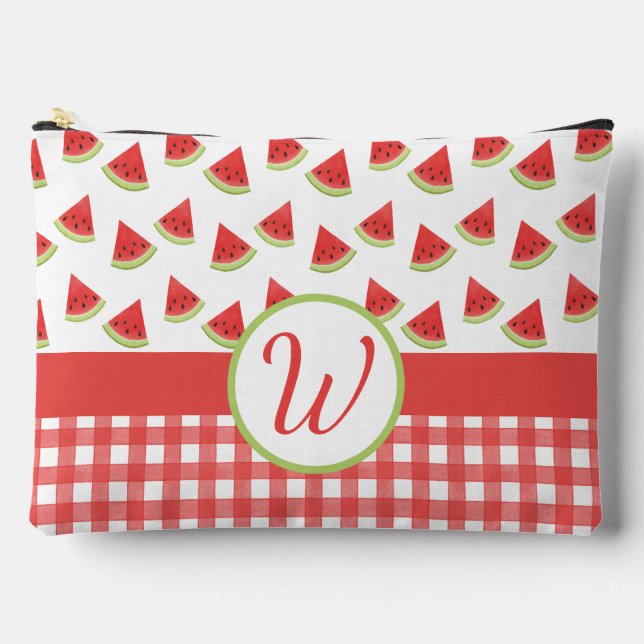 Watermelon Gingham Accessory Pouch (Front)