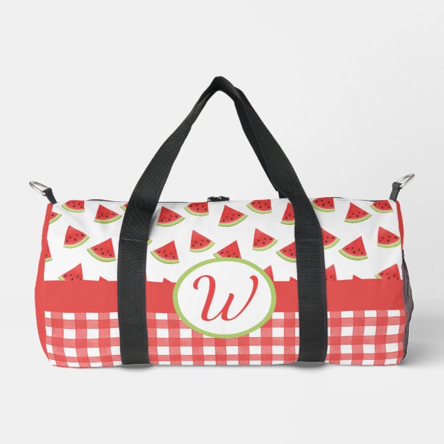 Watermelon Gingham Duffle Bag (Front)