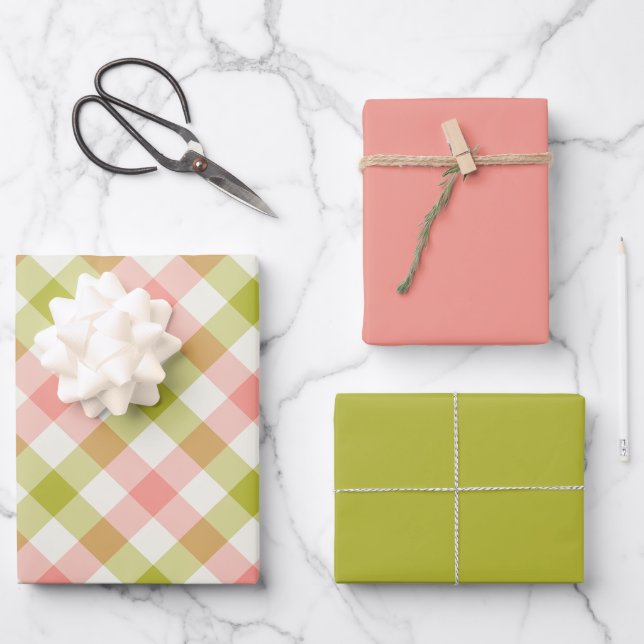 Watermelon Gingham Wrapping Paper Sheets (Front)