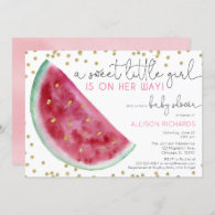 Watermelon girl baby shower sweet little girl invitation