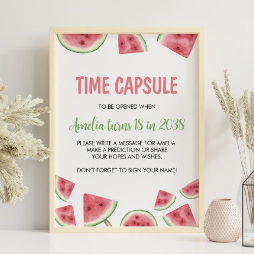 Watermelon Girl Birthday Time Capsule Sign