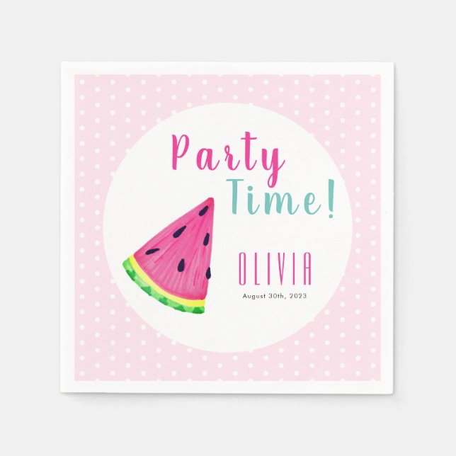 Watermelon girls birthday napkins (Front)