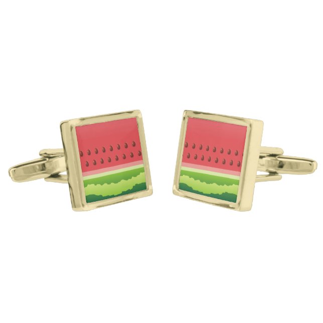 Watermelon Gold Cufflinks (Angled)