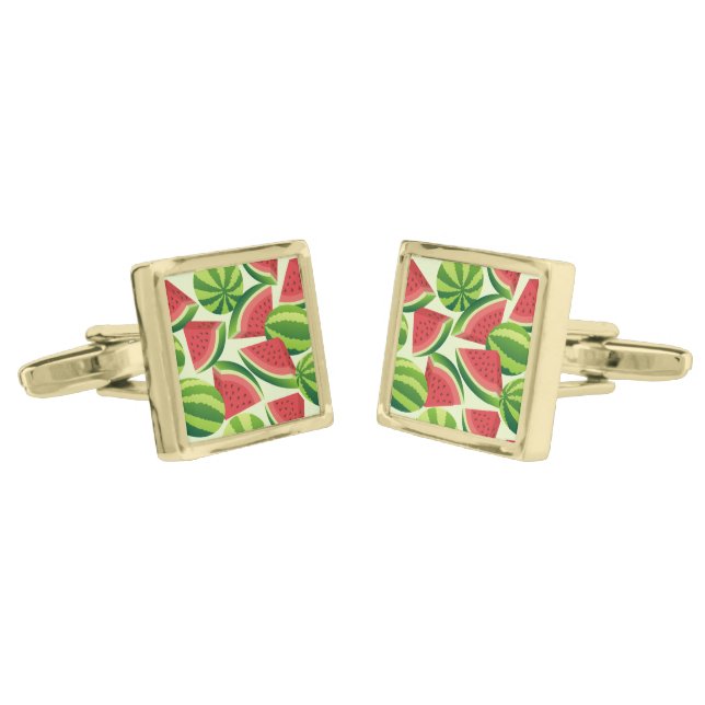 Watermelon Gold Cufflinks (Angled)