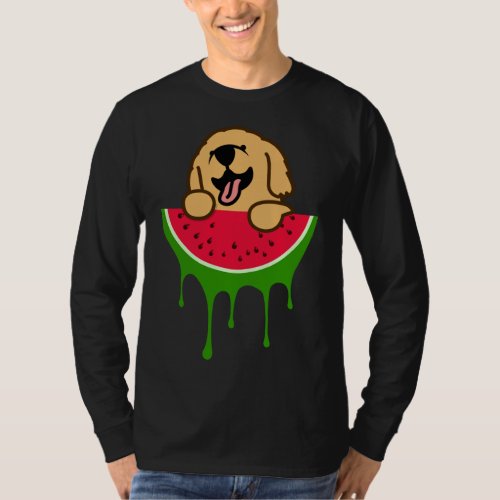 Watermelon Golden Retriever Dog Lover Summer Fru T_Shirt