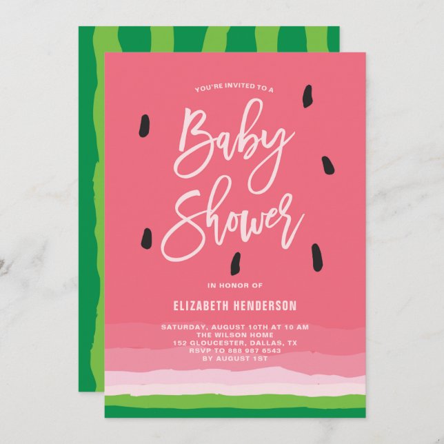 Watermelon Gradient Modern Baby Shower Invitation (Front/Back)