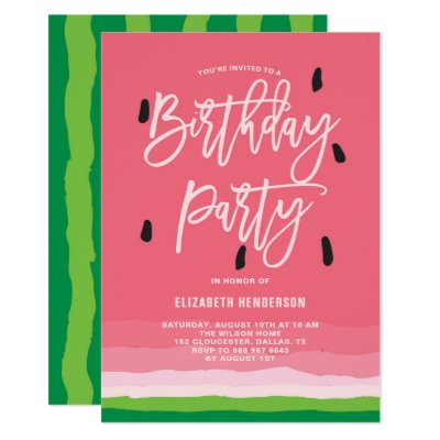 watercolor watermelon birthday party invitation zazzle com