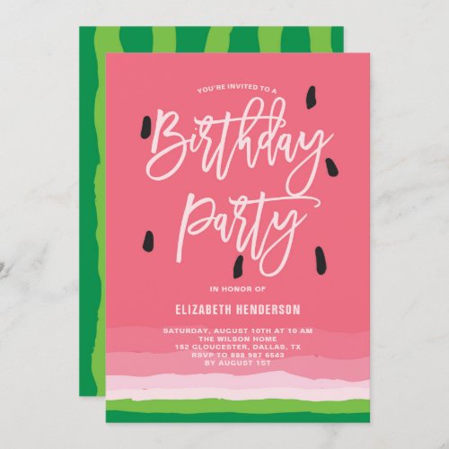 Watermelon Gradient Modern  Birthday Party Invitation