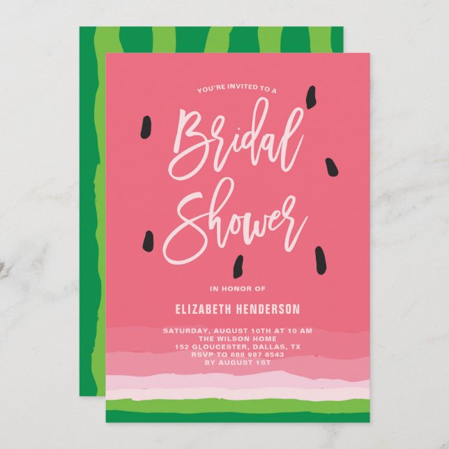 Watermelon Gradient Modern Bridal Shower Invitation (Front/Back)