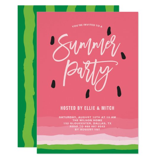 Watermelon Gradient Modern Summer Party Invitation | Zazzle.com