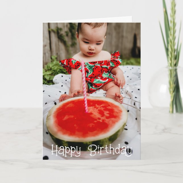 Watermelon Grandparent Birthday Grandkid Photo Card (Front)