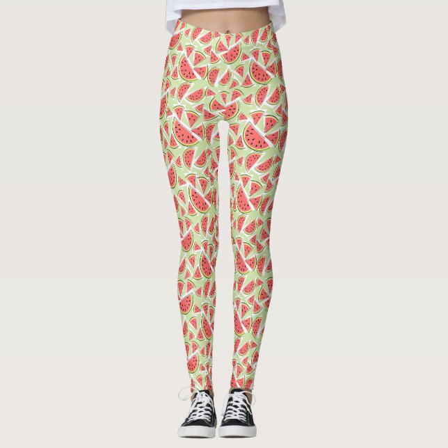 Watermelon Green Multi leggings (Front)