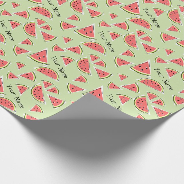 Watermelon Green Multi Name Wrapping Paper (Corner)