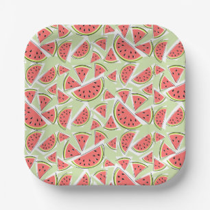Watermelon Green Multi square Paper Plates