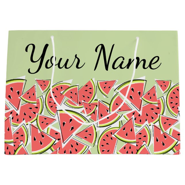 Watermelon Green Name Large Gift Bag (Front)