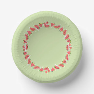 Watermelon Green Pieces Circle  Paper Bowls