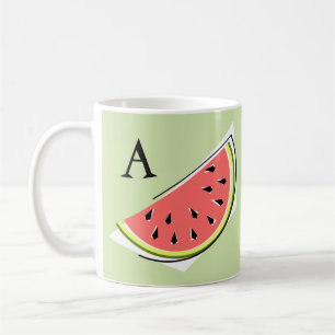 Watermelon Green Slice Monogram Coffee Mug
