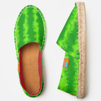 Watermelon Green Summer Fruit Rind Pattern Espadrilles