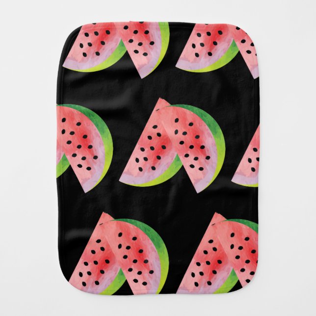 Watermelon Halves Pink Baby Burp Cloth (Front)