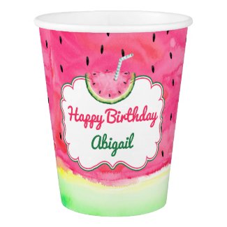 Watermelon Happy Birthday Cup Custom Name