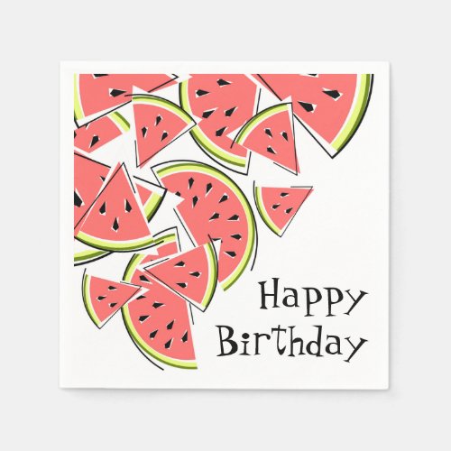 Watermelon Happy Birthday napkins paper