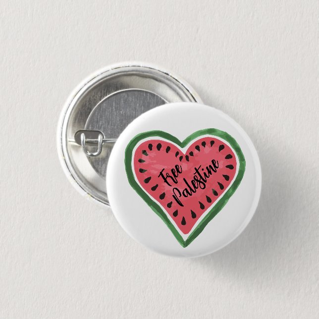 Watermelon Heart "Free Palestine" Button (Front & Back)