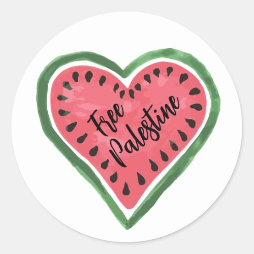 Watermelon Heart Free Palestine Classic Round Sticker