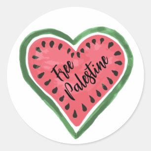 Watermelon Heart "Free Palestine" Classic Round Sticker