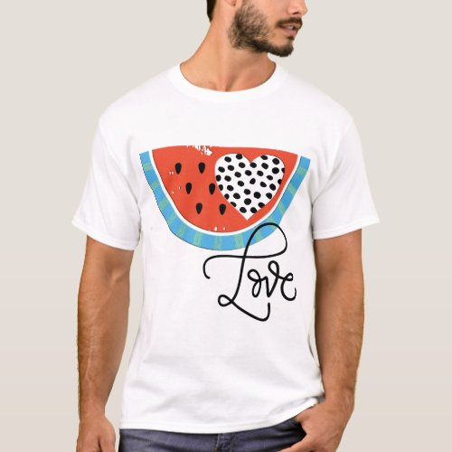 Watermelon Heart Love Fruit Pool Party Swim T_Shirt
