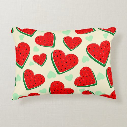 Watermelon Heart Valentines Day Free Palestine Accent Pillow