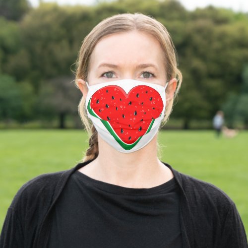 Watermelon Heart Valentines Day Free Palestine Adult Cloth Face Mask