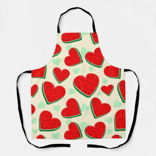 Watermelon Heart Valentines Day Free Palestine Apron